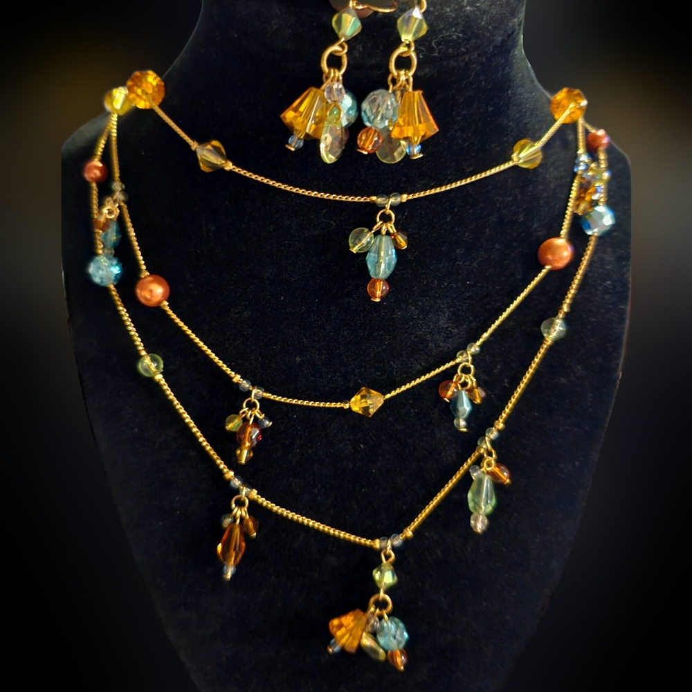 Vintage Premier Designs "Tutti Frutti" Earring & Necklace Set (in original box) - Picture 1 of 8